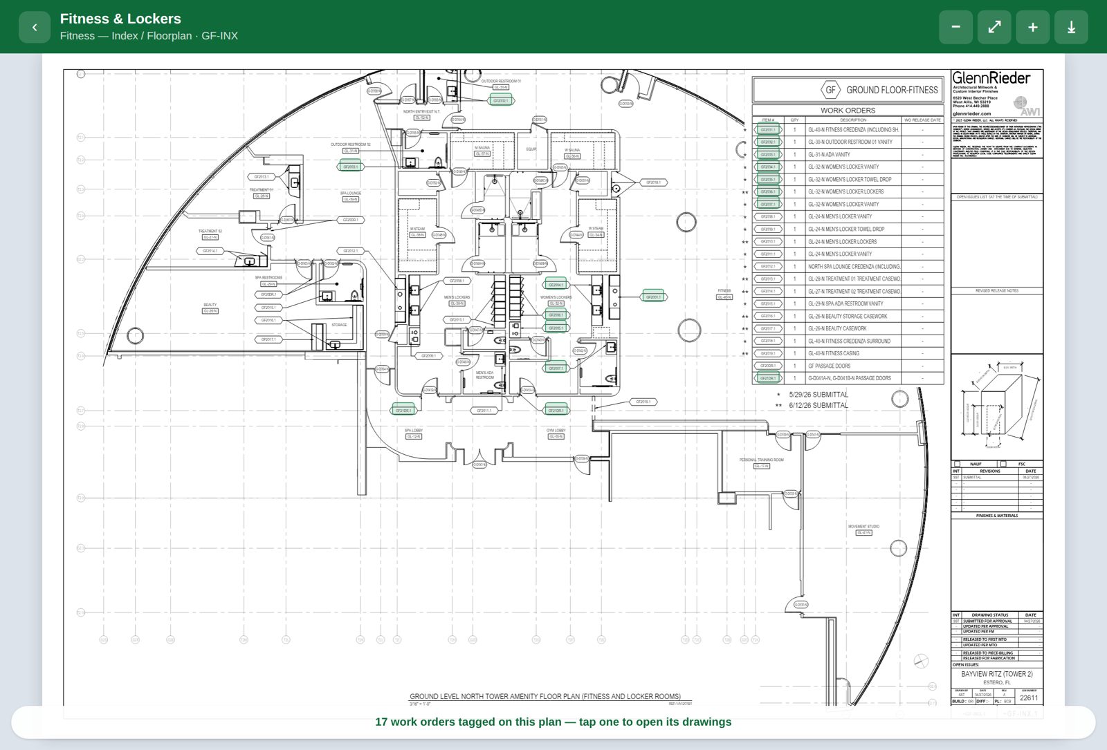 Interactive floorplan with tagged work orders